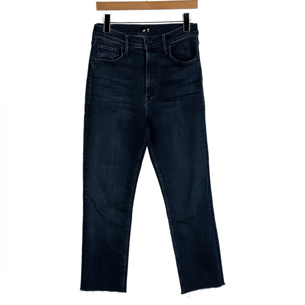 MOTHER Rider Skimp Jeans High Rise Raw Hem Dark Wash Catch Me If You Can 29